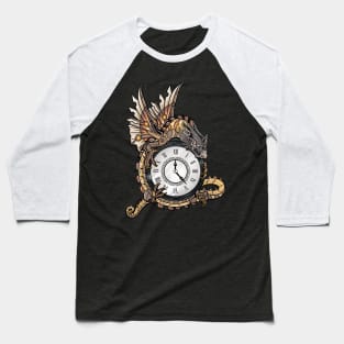 The Steam-Powered Dragon With Gray Head - Steampunk Fantasy Art Baseball T-Shirt